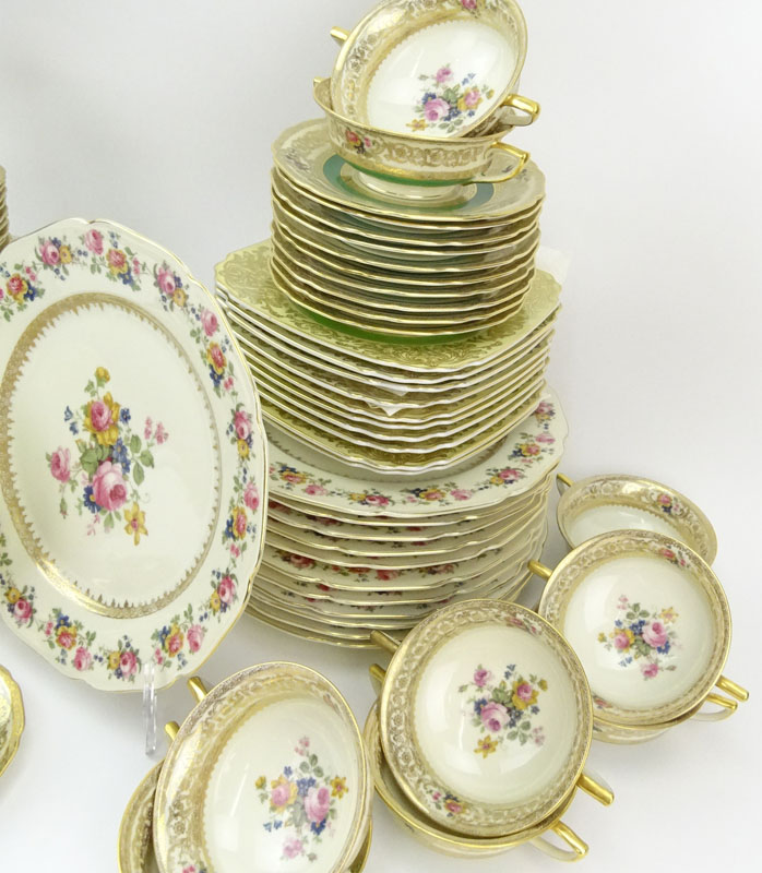Seventy Eight (78) Pieces Assembled Vintage Czechoslovakian Porcelain Tablewares