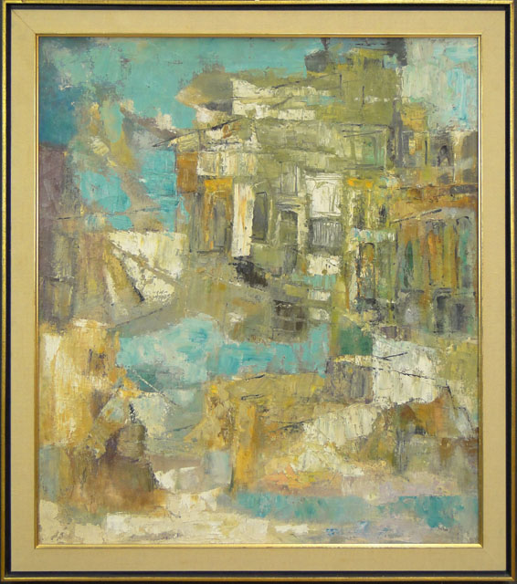 Gertrude Russell Barrer American-New York (1921-1992) Oil on Canvas "Abstract" Signed Lower Right