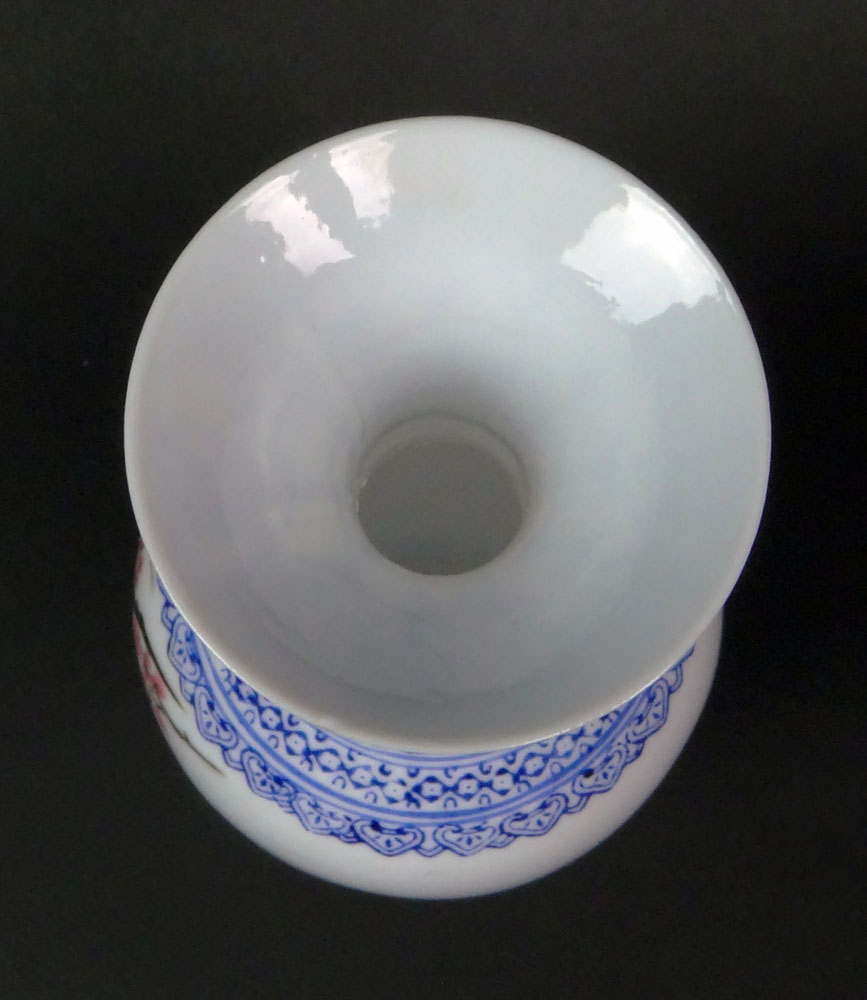 Chinese Eggshell Porcelain Vase with Bird and Prunus Blossom Decoration
