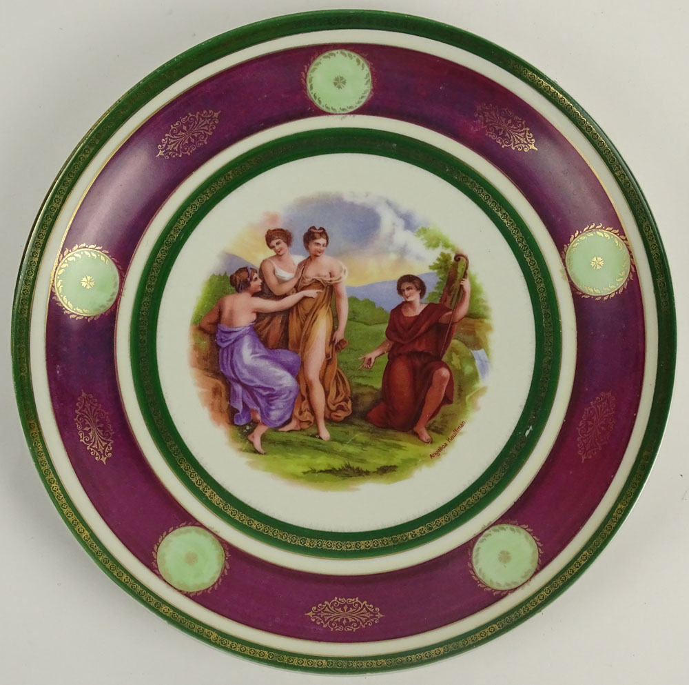 Antique Royal Vienna Porcelain Plate With Classical Transferred Motif by Angelica Kauffman