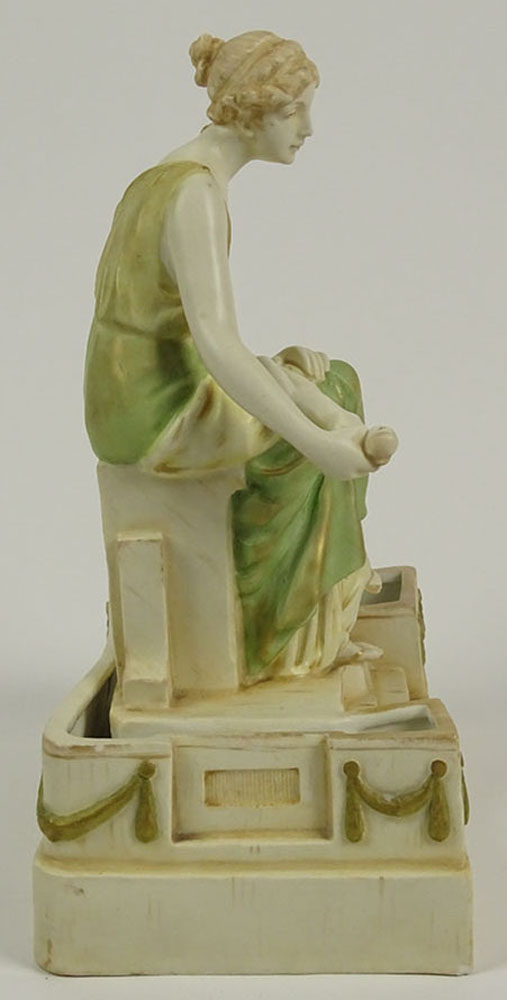 Antique Royal Vienna Wahliss Porcelain Figurine "Grecian Beauty" Signed with Blue Seal Mark on Bottom
