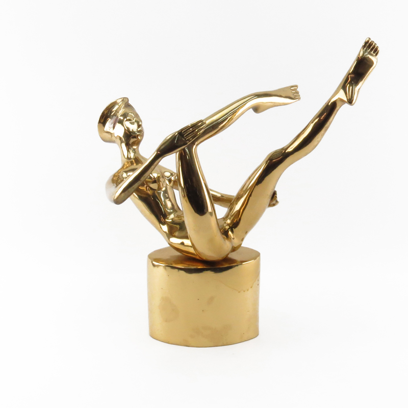 Retro Gilt Bronze Modern Sculpture "Nude Dancer"
