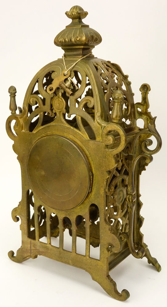 19th Century French Pierced Gilt Bronze Mantle Clock