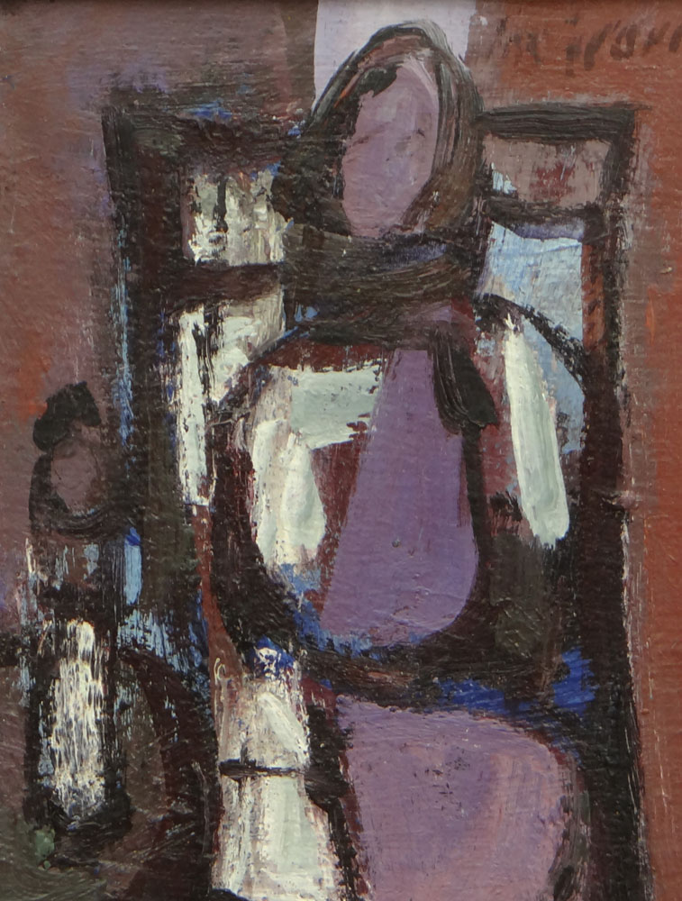 Zvi Mairovich Israeli (1911-1973) Oil on Wood "Girl Seated" Signed Upper Right