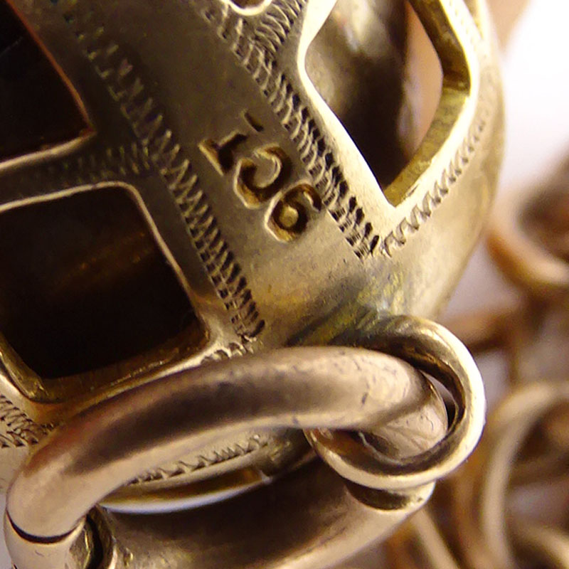Victorian 9 Carat Gold Masonic Mechanical Ball Pendant On 9 Carat Gold Chain