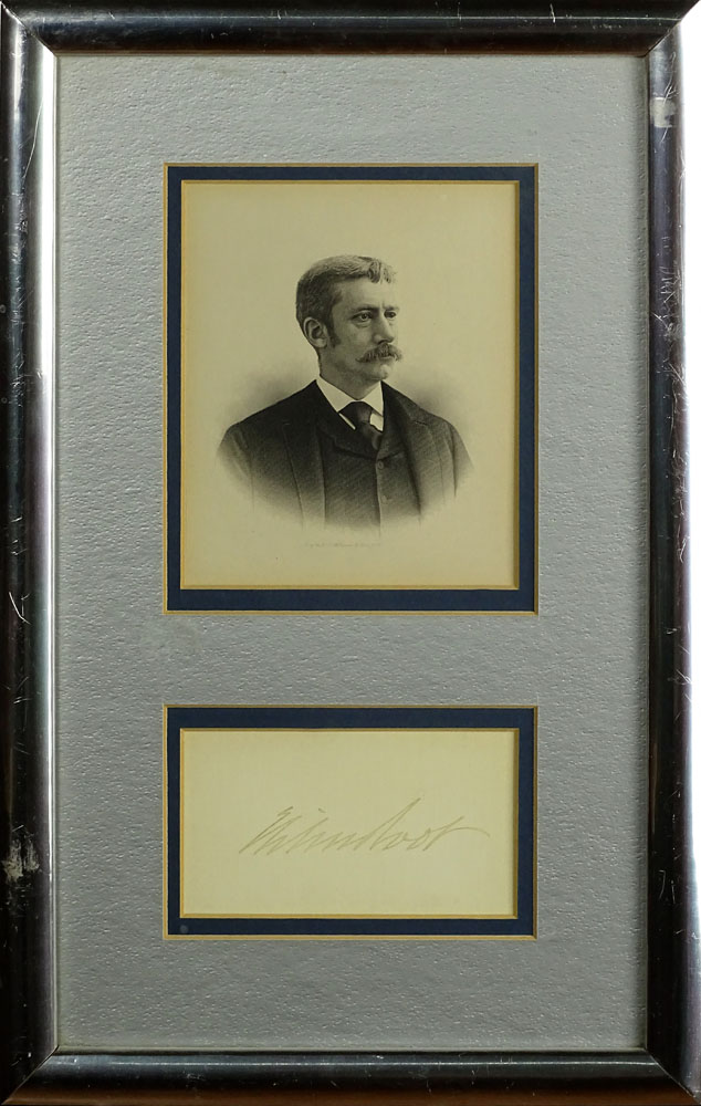 Elihu Root (February 15, 1845 – February 7, 1937) Antique Engraved Portrait with Handwritten Signature, on framed paper and under portrait, was an American lawyer and statesman who served as the Secretary of War (1899–1904) under two presidents