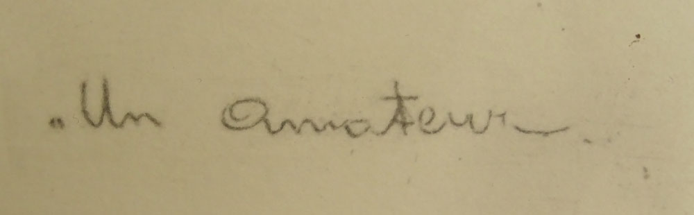 G. Hoffman (20th C) Etching "Un Amateur" Pencil Signed Lower Left.