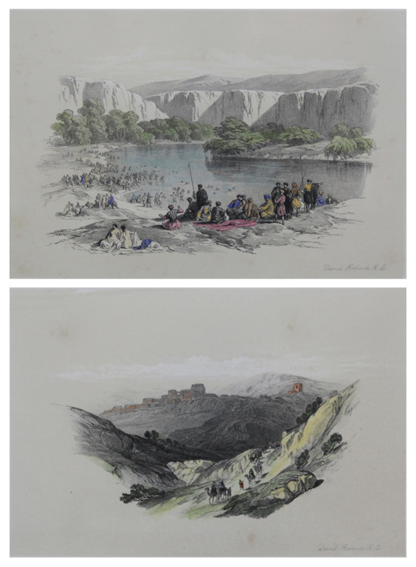 After: David Roberts, Scottish (1796-1864) Two (2) Hand Colored Lithographs Signed in the Plate