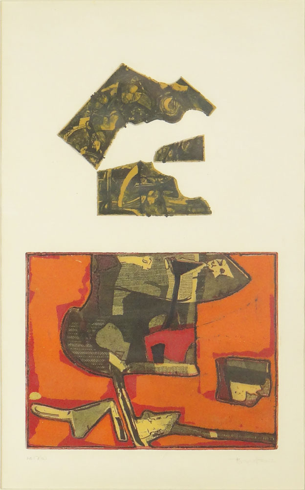 Mid Century Colored Lithograph "abstract"  Pencil Signed Bernstein Lower Right, Numbered no 17(a)