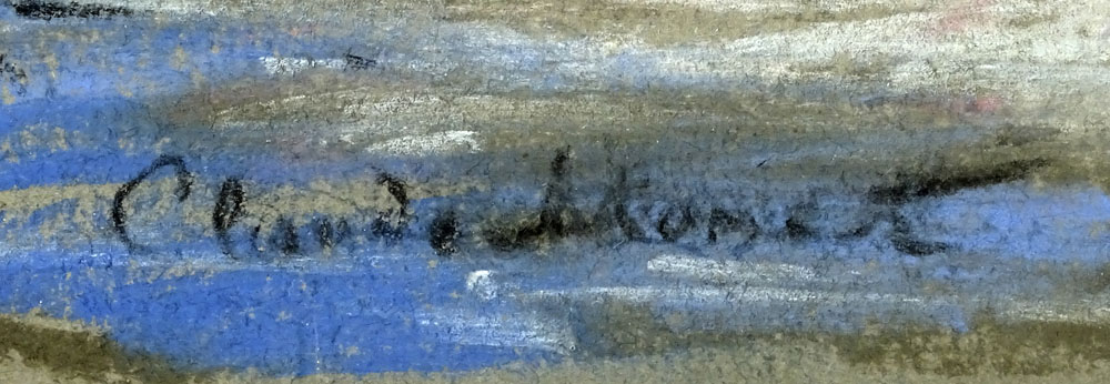 after: Claude Monet, French (1840-1926) pastel on paper, coastal landscape