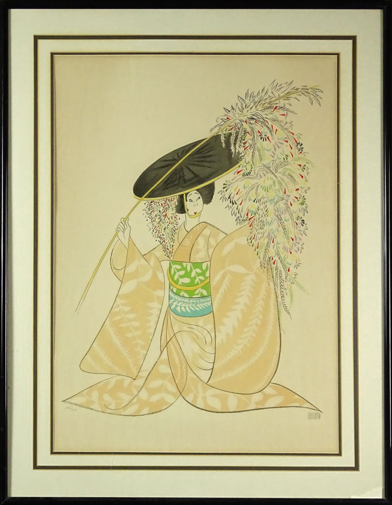 Albert Hirschfeld, American (1903-2003) Color Lithograph "Kabuki Theater, Fuji" Pencil Signed Lower Right, Numbered Lower Left 256/275