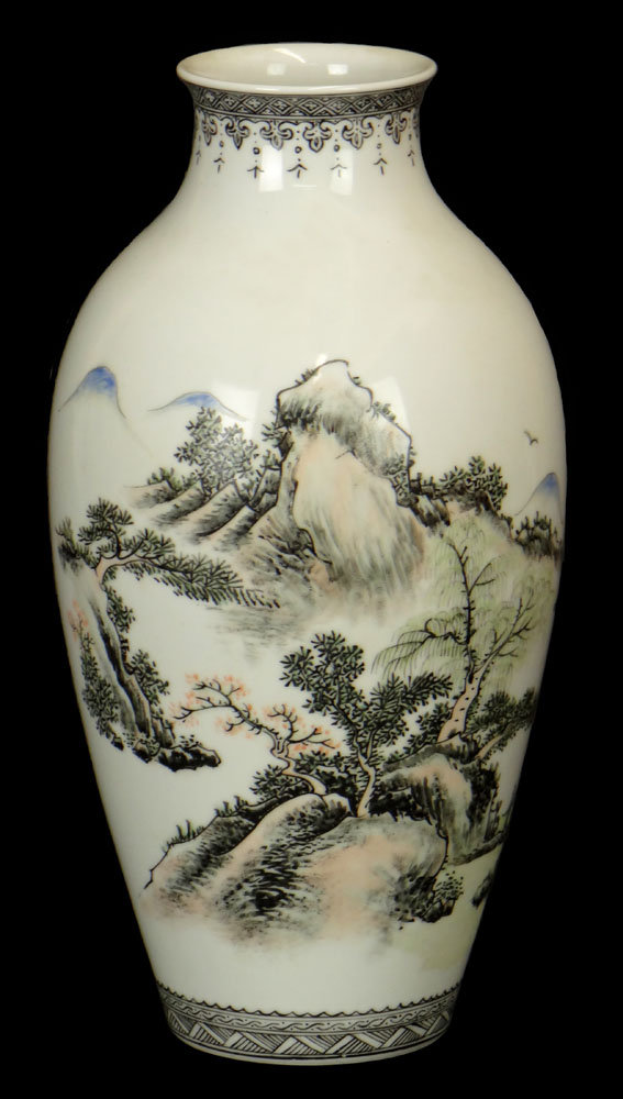 Chinese Enamel Decorated Vase with Calligraphy Poem
