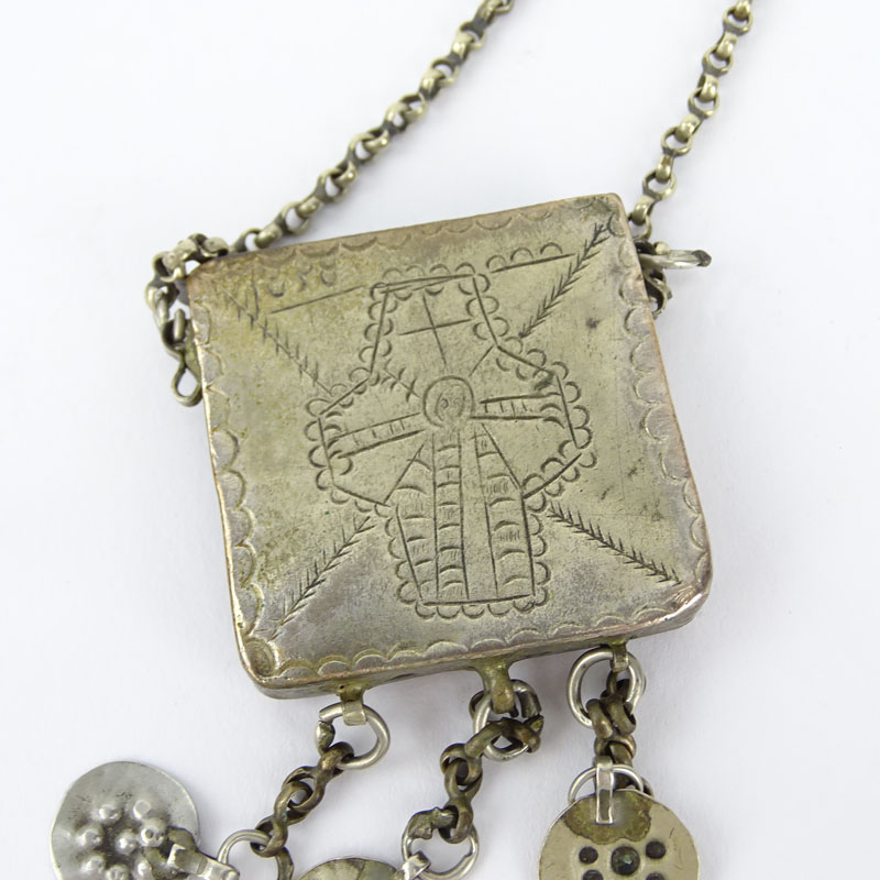 19th Century or Earlier Greek Silver Icon / Reliquary Necklace