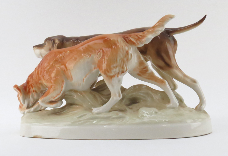 Royal Dux Porcelain Dog Group "Hunting Dogs"