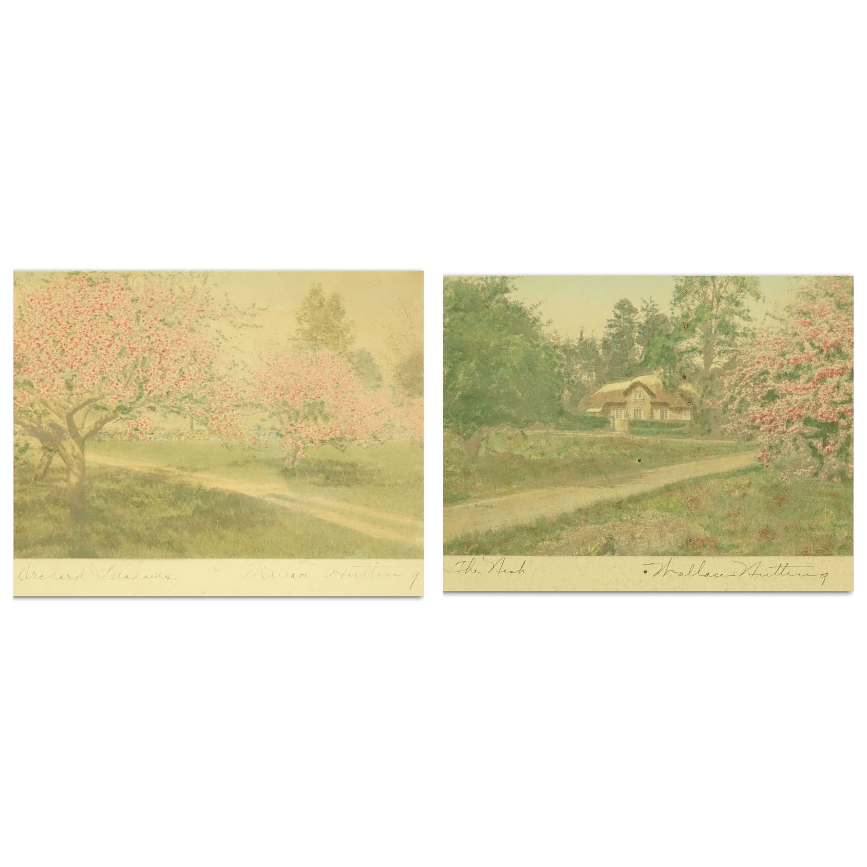 Wallace Nutting, American  (1861 - 1941) Two prints "Orchard Shadows", "The Nest"