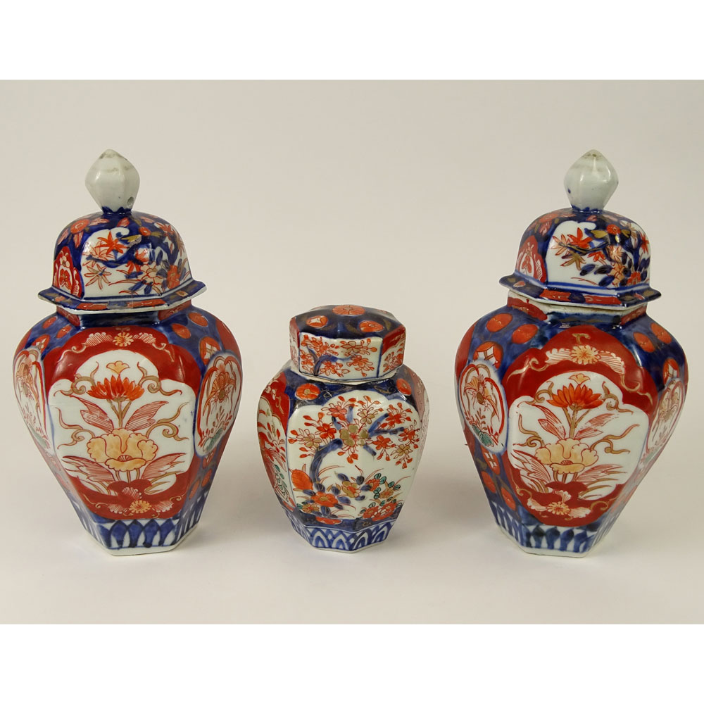 Lot of Three (3) Japanese Imari Porcelain Lidded Jars