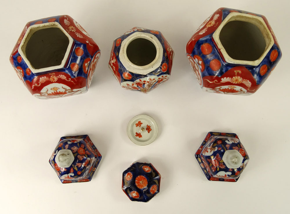 Lot of Three (3) Japanese Imari Porcelain Lidded Jars