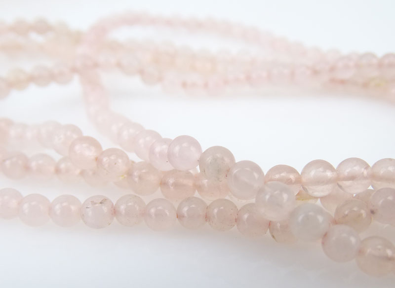 Four (4) Rose Quartz and Mother Of Pearl Beaded Necklaces
