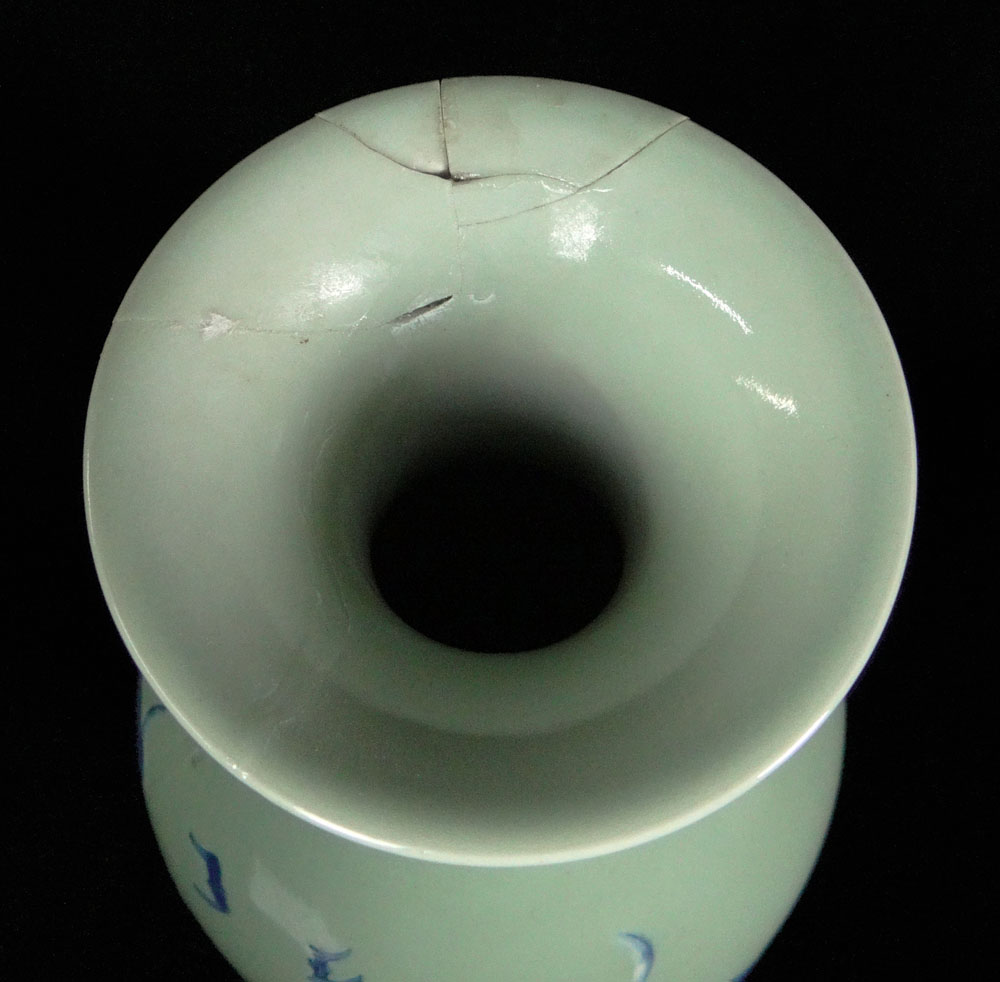 Chinese Blue Decorated Celadon Porcelain Bottle Vase