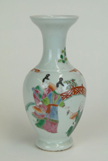Late 20th Century Chinese Figural Famille Rose Porcelain Vase