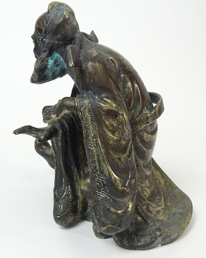Chinese Ming style Bronze Sculpture,  Man with Beard