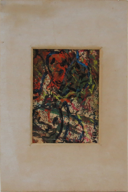 Attributed to: Georg Philipp Worlen, German (1886 - 1954) Oil on paper "Abstract Figures" Signed and dated 1915 upper right