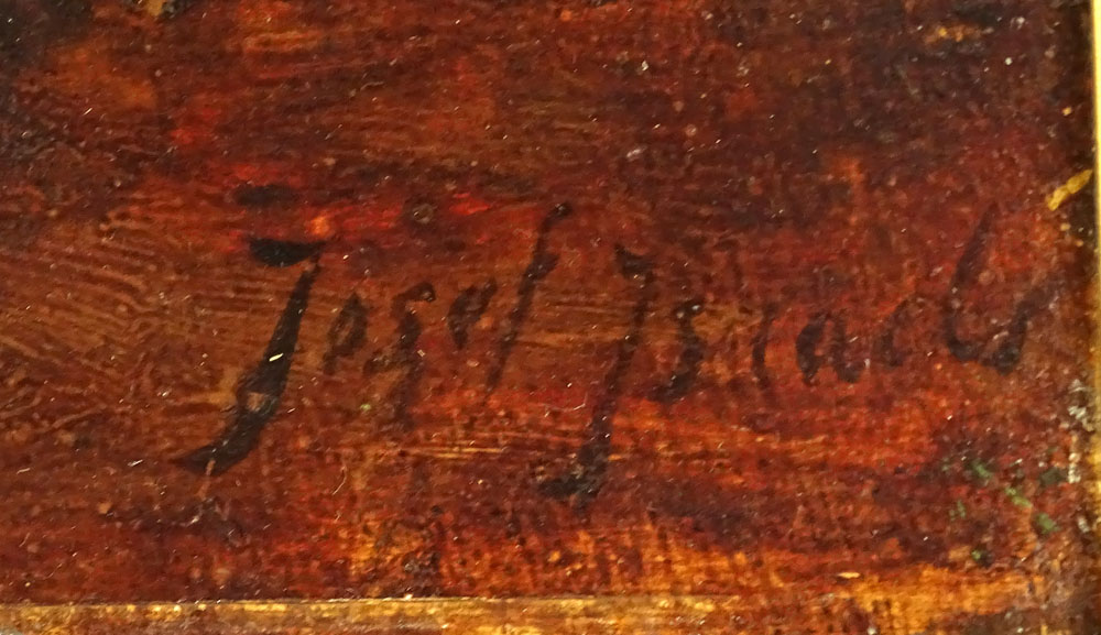 Jozef Israëls, Dutch (1824-1911) Oil on Board "Mending". Signed Lower Right J. Israels.