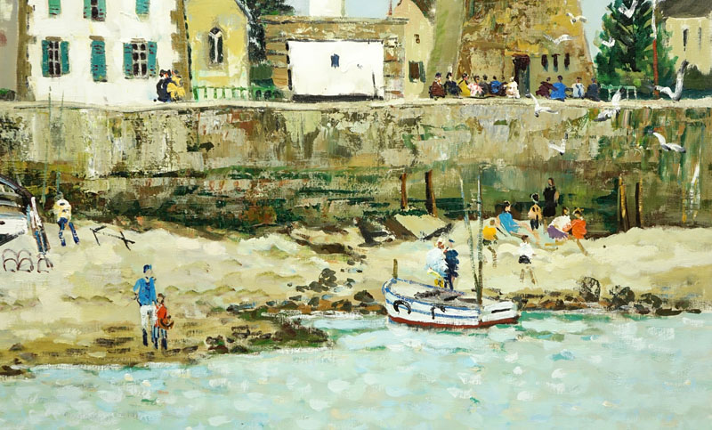 Jacques Bouyssou, French (1926-1997) Oil on canvas "Concarneau Le Phare De La Croix". 