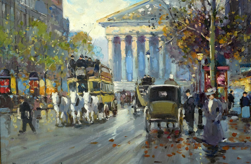 After: Edouard Léon Cortès, French (1882-1969) Oil on Canvas  "Paris Street". 