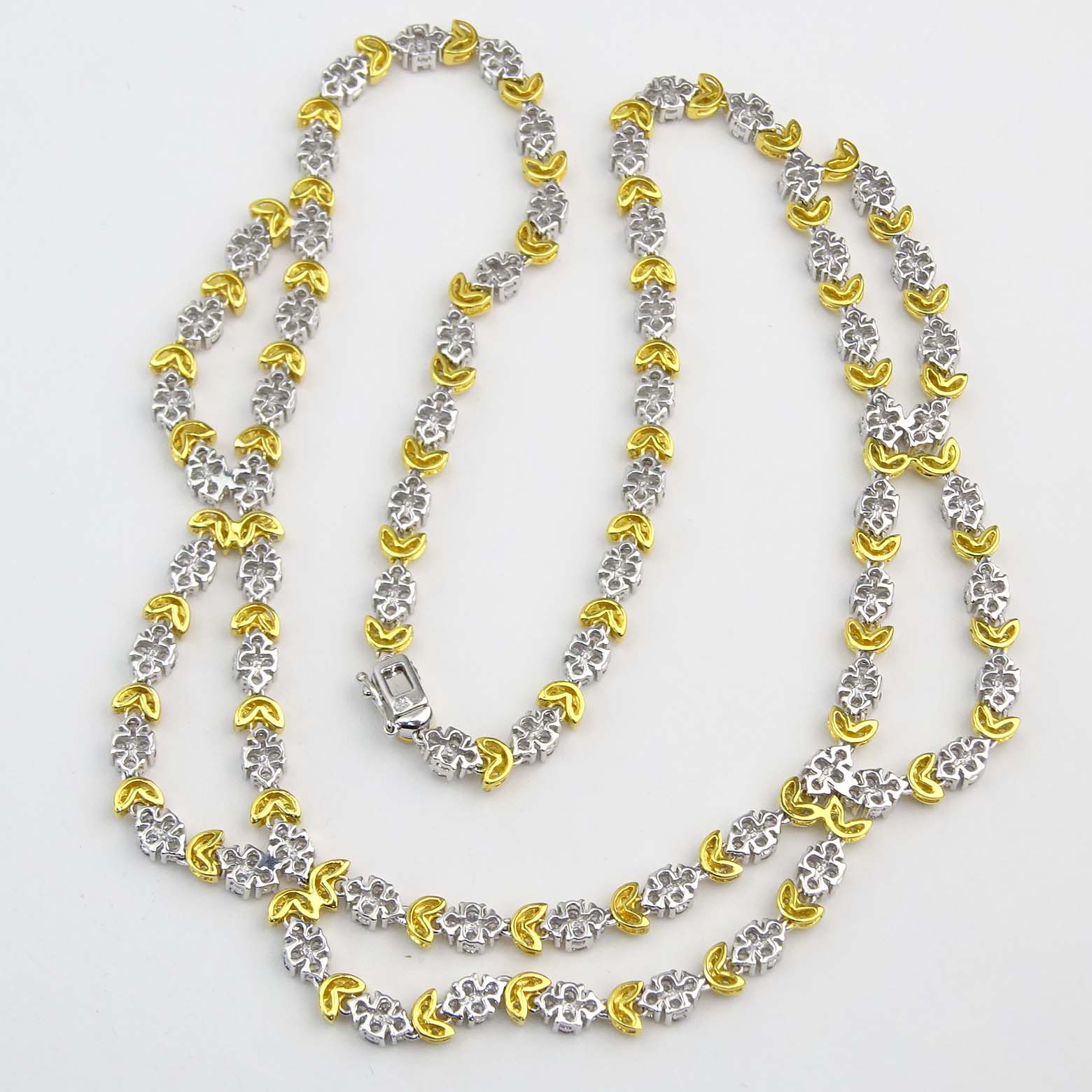 Approx. 15.71 Carat TW Fancy Yellow and White Diamond and 18 Karat Gold Necklace.