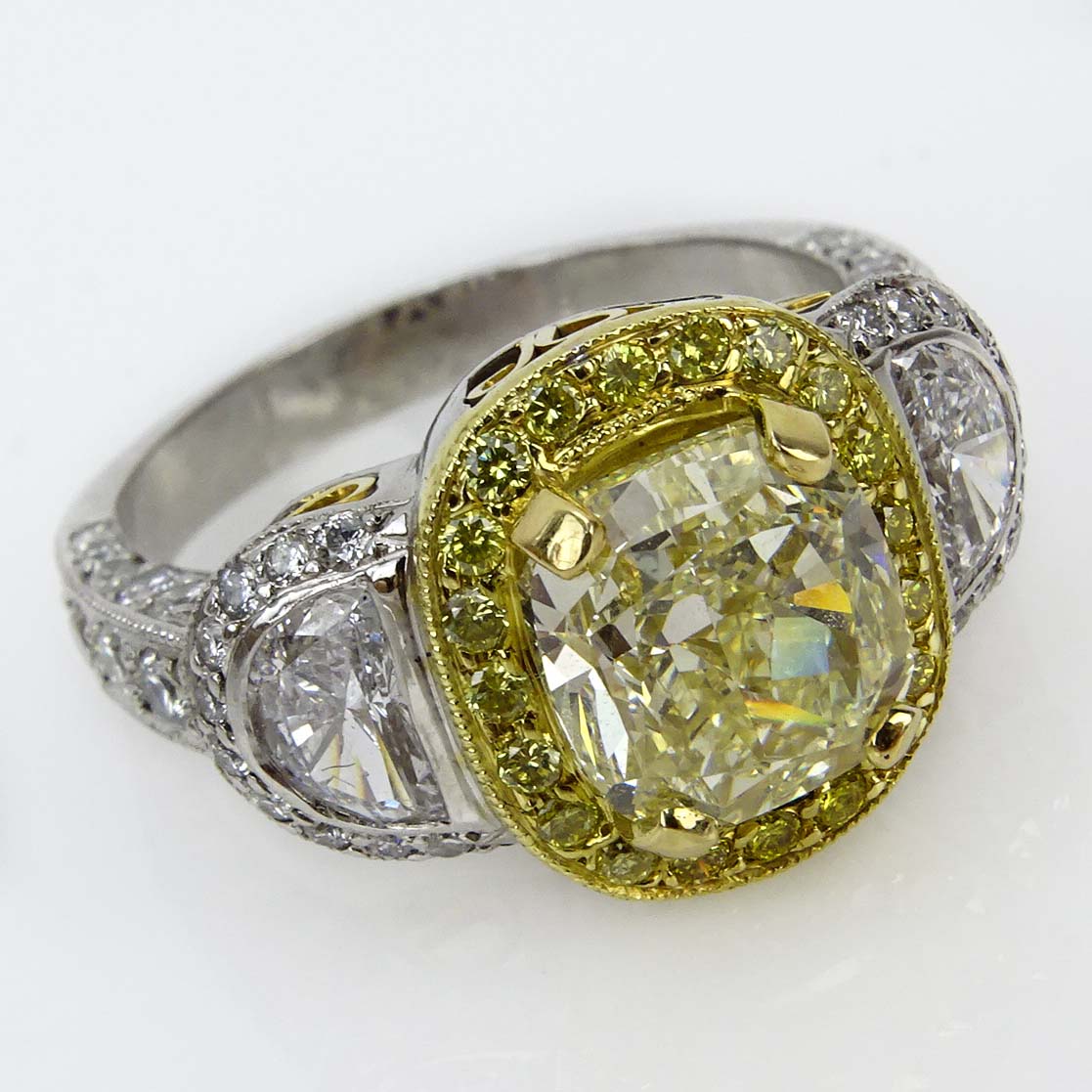 Approx. 5.10 Carat TW Diamond and Platinum Engagement Ring.