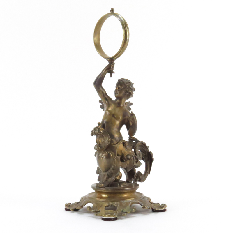 Antique French Bronze Figural Clock Holder.
