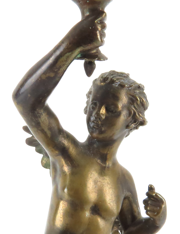 Antique French Bronze Figural Clock Holder.
