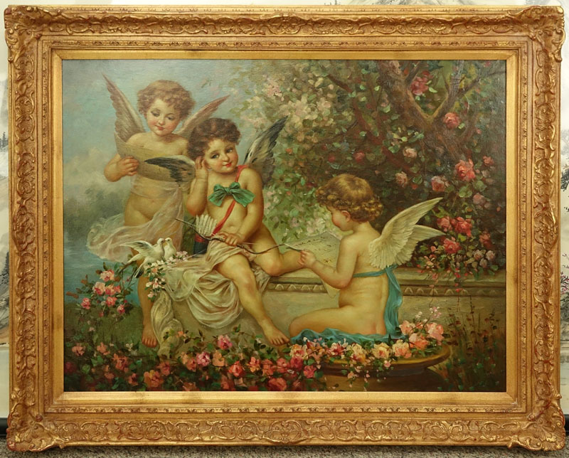 Large Modern Oil On Canvas "Putti". 