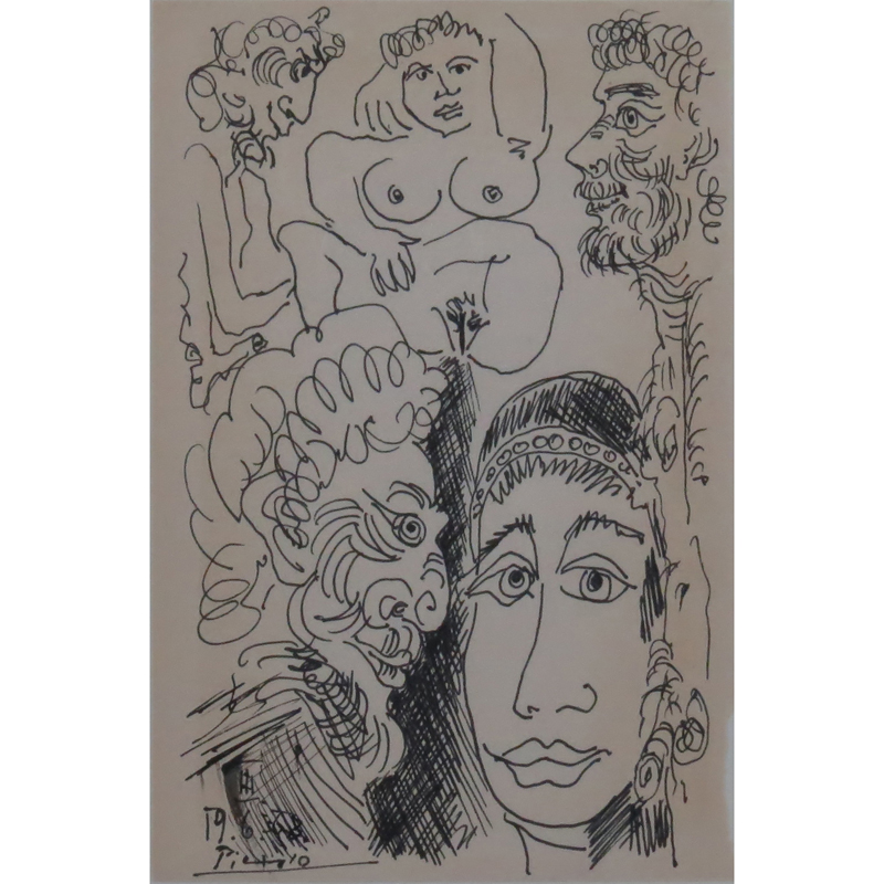 After: Pablo Picasso, Spanish (1881-1973) Black and white print. 
