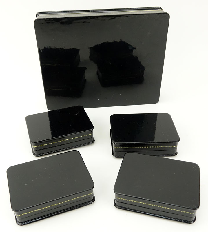 Collection of Five (5) Russian Black Lacquer Boxes.