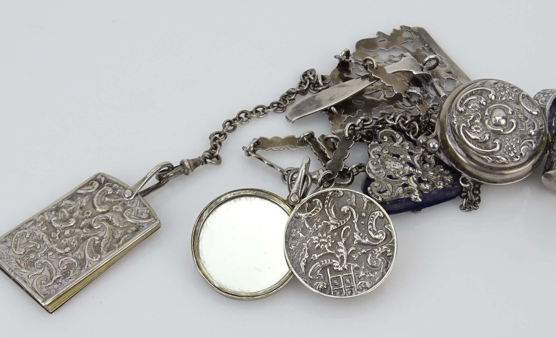 Antique Sterling Silver Chatelaine. Stamped 925.