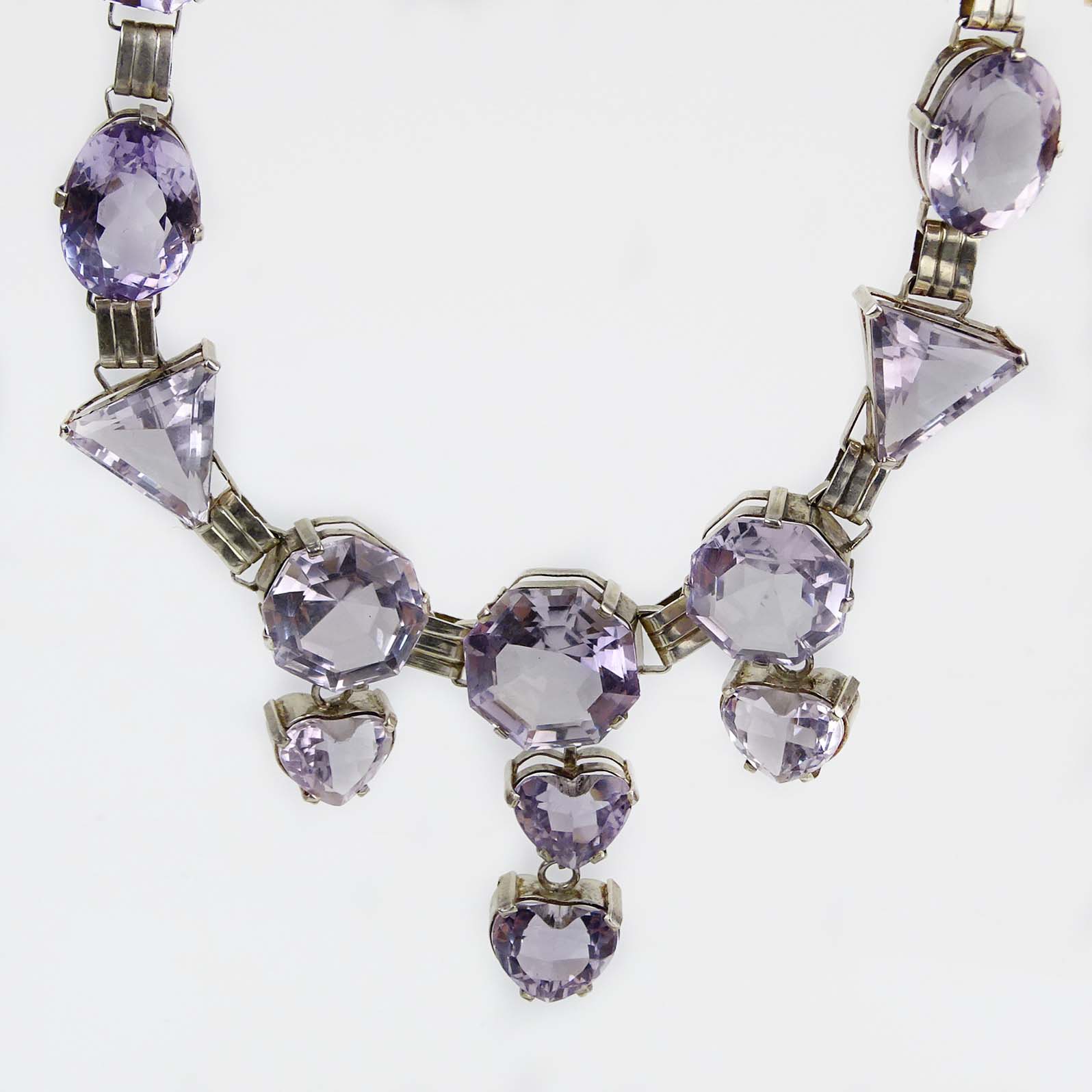 Vintage Purple Stone and Sterling Silver Necklace.