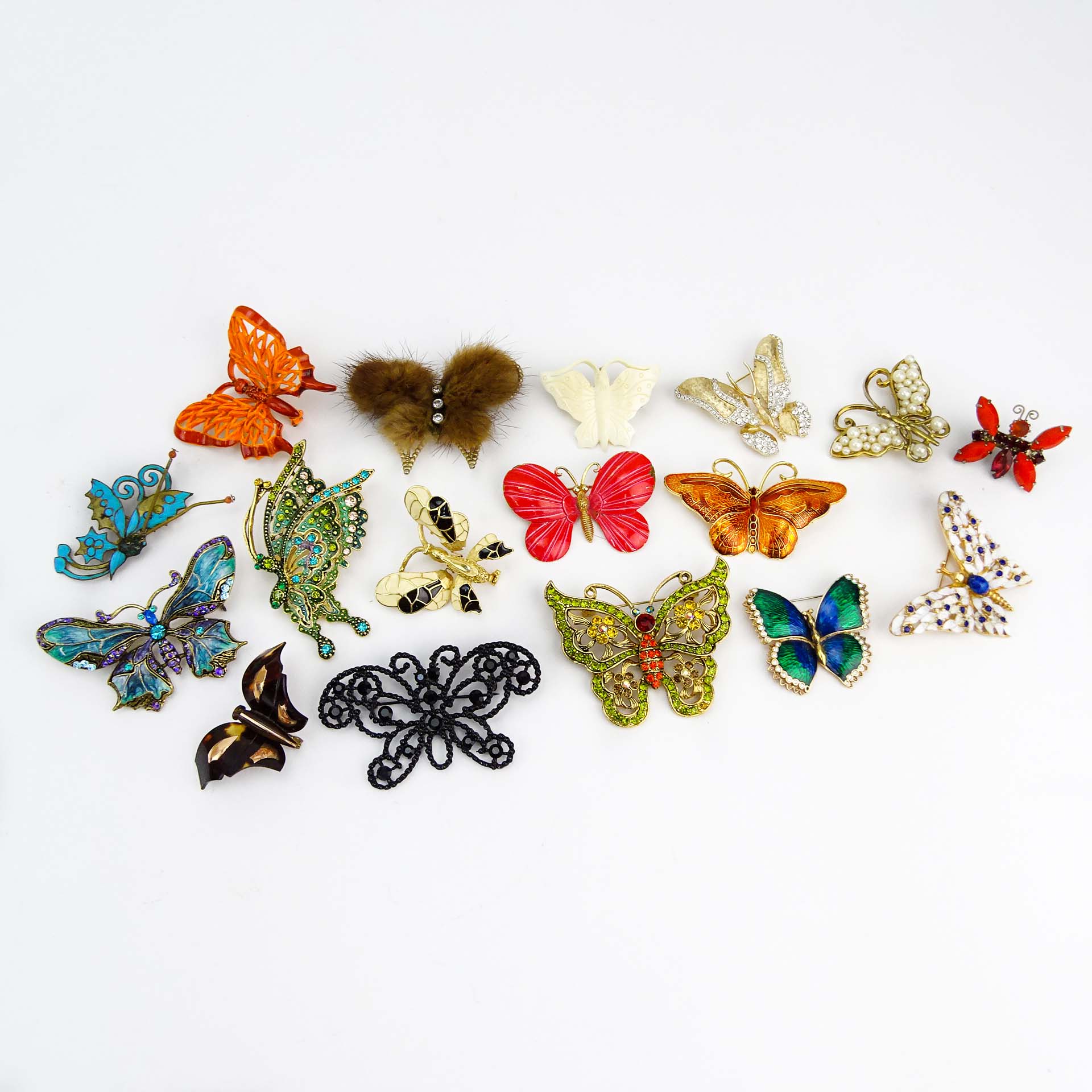 Collection of Seventeen (17) Fashion Butterfly Brooches variously with enamel and faux gem stones.