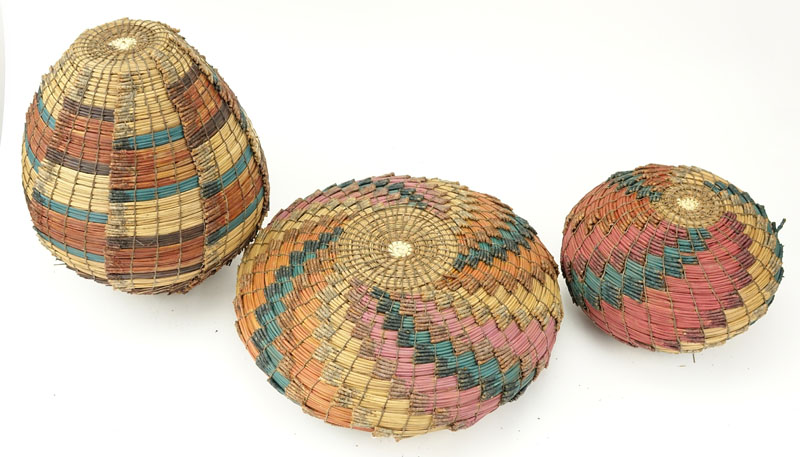 Collection of Three (3) Native American Hand Woven Vases.