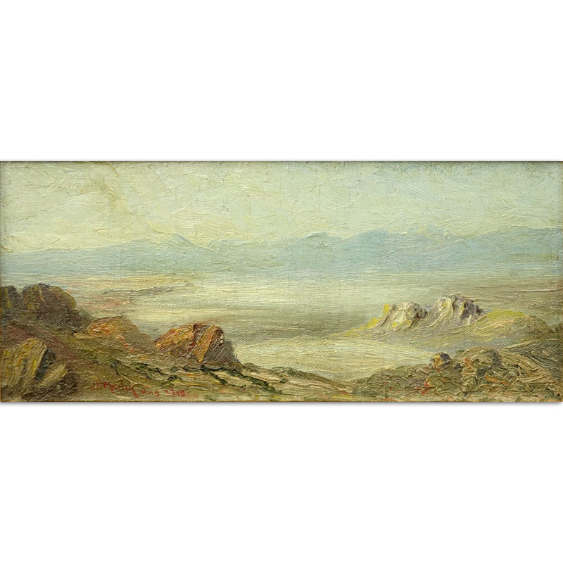 John Howard Martin, American (1853 - 1919) oil on cardboard "Western Landscape". 