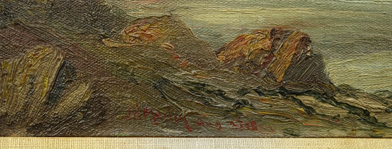 John Howard Martin, American (1853 - 1919) oil on cardboard "Western Landscape". 