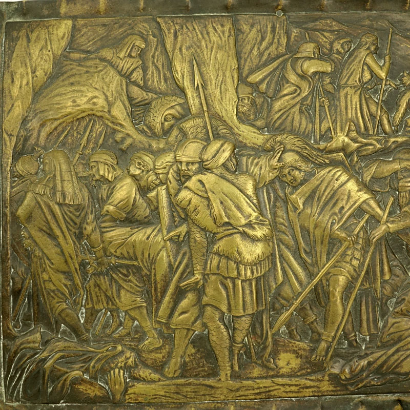 Antique Brass Relief Plaque "Roman Soldiers".