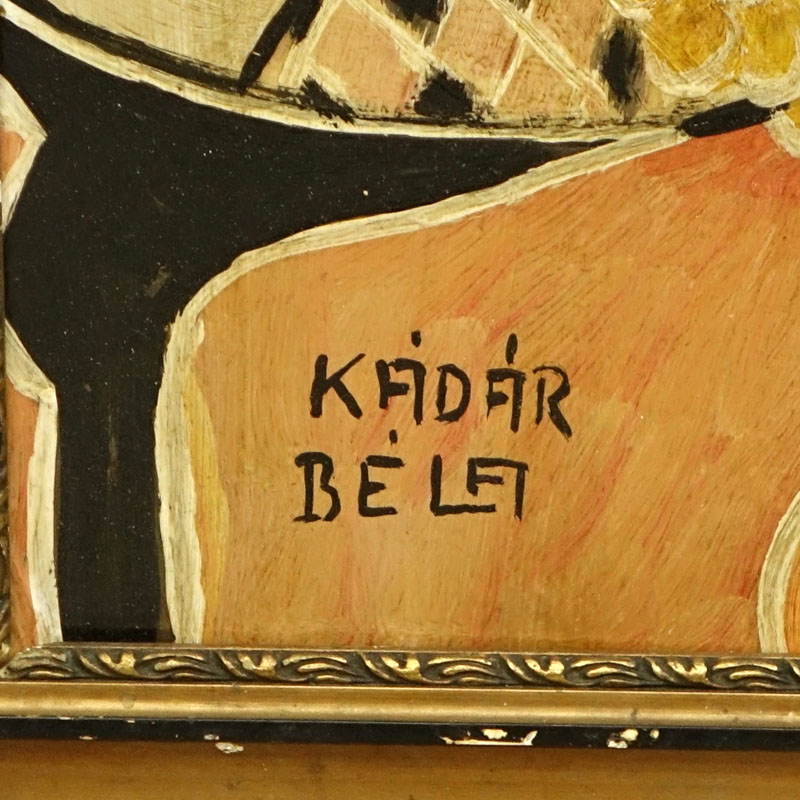 Attributed to: Bela Kadar, Hungarian  (1877-1956) Oil on cardboard "Nude With Apple".