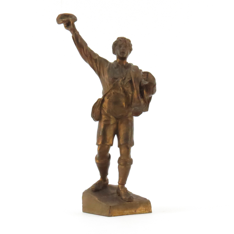 F. Richter, German (20th Century) Gilt Bronze Sculpture of a Traveling Male Figure. 