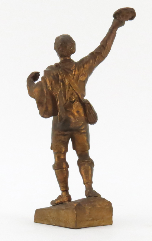 F. Richter, German (20th Century) Gilt Bronze Sculpture of a Traveling Male Figure. 