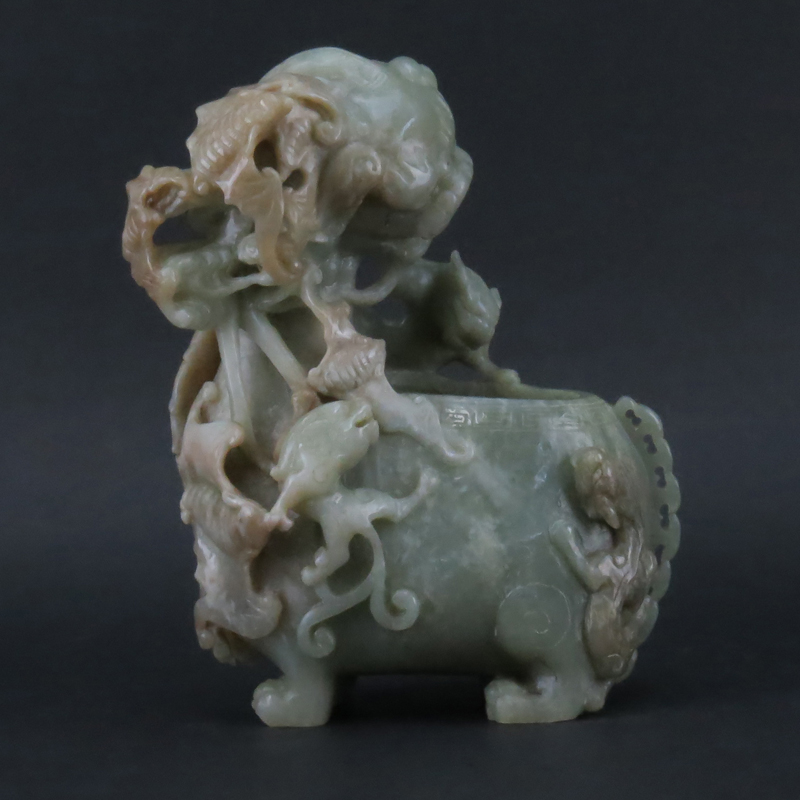 A 19/20th Century Carved Jade Figural Vase.