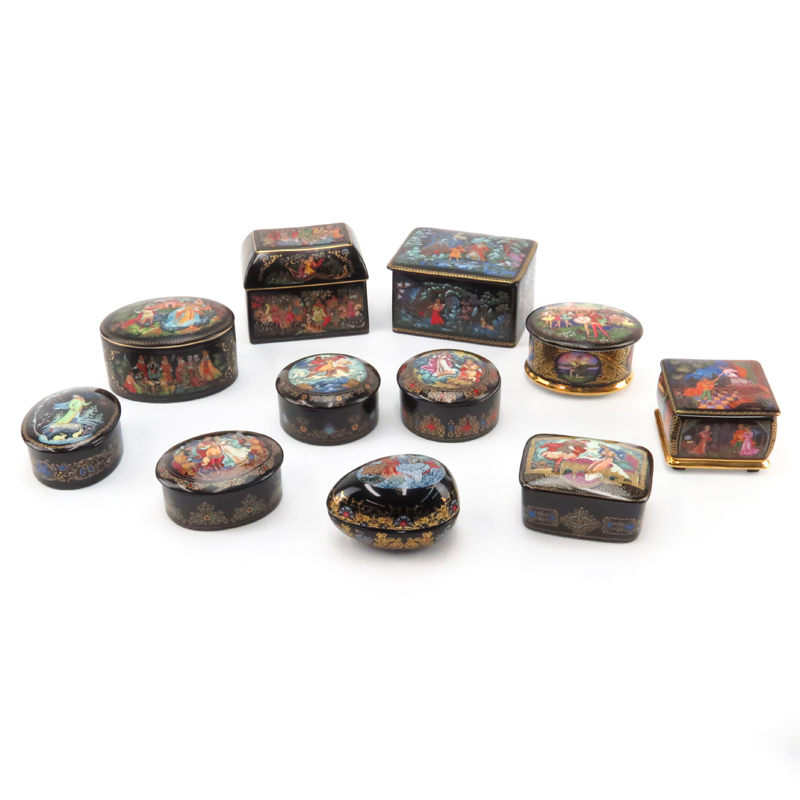 Collection of Eleven (11) Russian Porcelain Boxes.