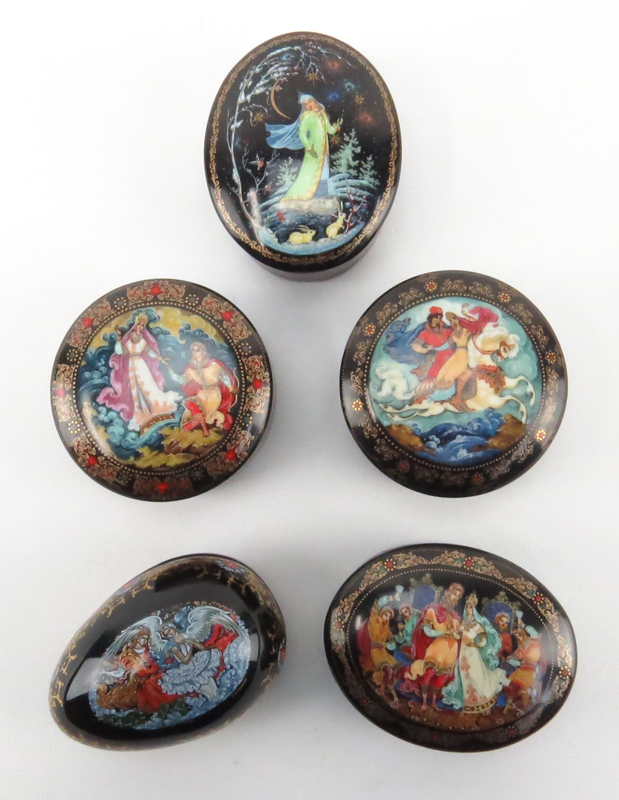 Collection of Eleven (11) Russian Porcelain Boxes.