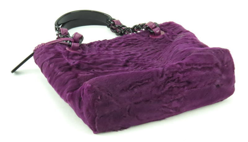 Chanel Purple Astrakhan Fur Small Tote.